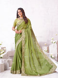 Laxmipati Arpita Green Chiffon Embroidered Saree