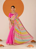 Laxmipati Ruchi Pink Chiffon Embroidered Saree