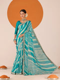 Laxmipati Ruchi Blue Chiffon Embroidered Saree