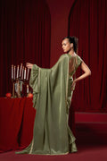 Laxmipati Ready to Wear (SS*) Greyish Green Embroidered Georgette Saree