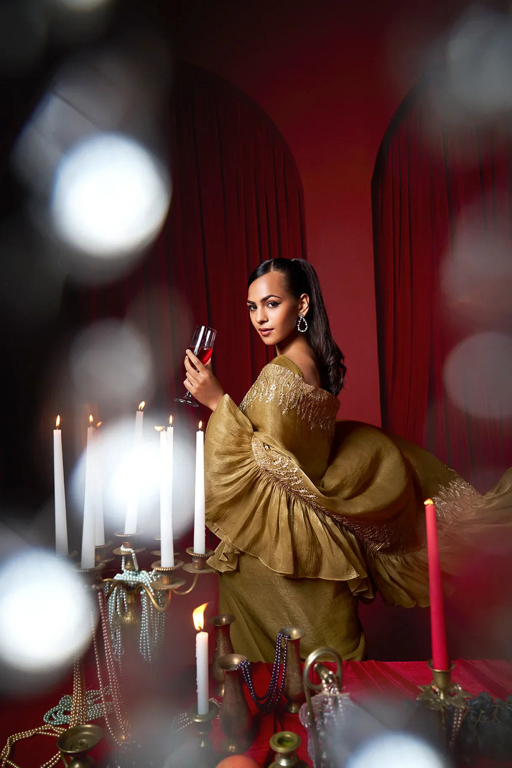 Laxmipati Ready to Wear (SS*) Golden Brown Embroidered Georgette Saree