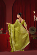 Laxmipati Ready to Wear (SS*) Olive Green Embroidered Georgette Saree