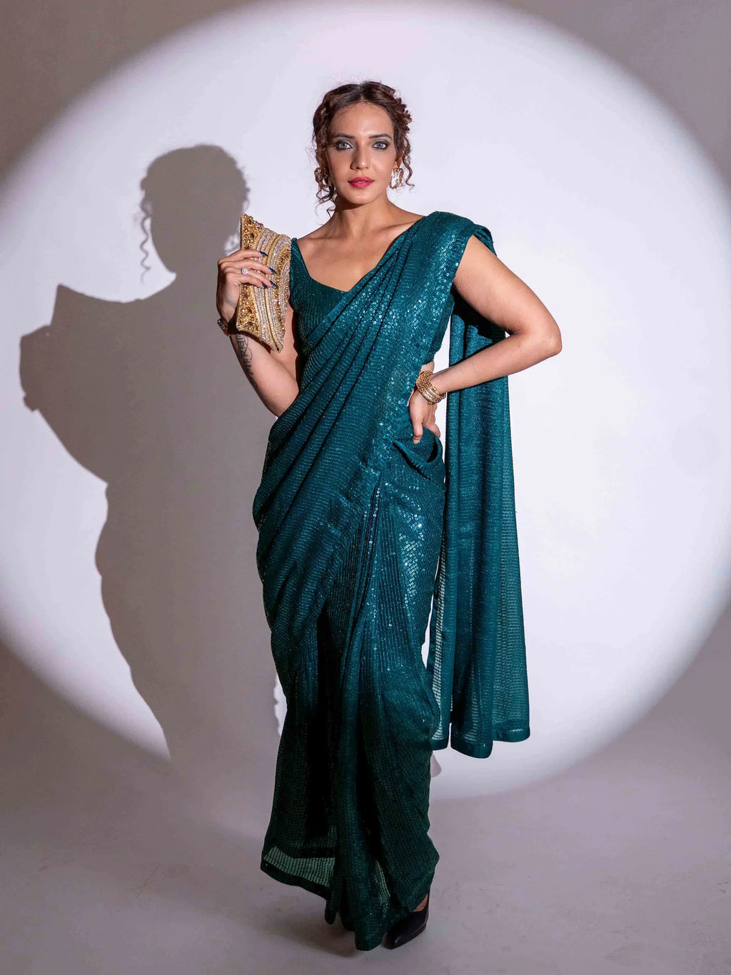 Laxmipati Ready to Wear (SS*) Blue Georgette Embroidered Saree