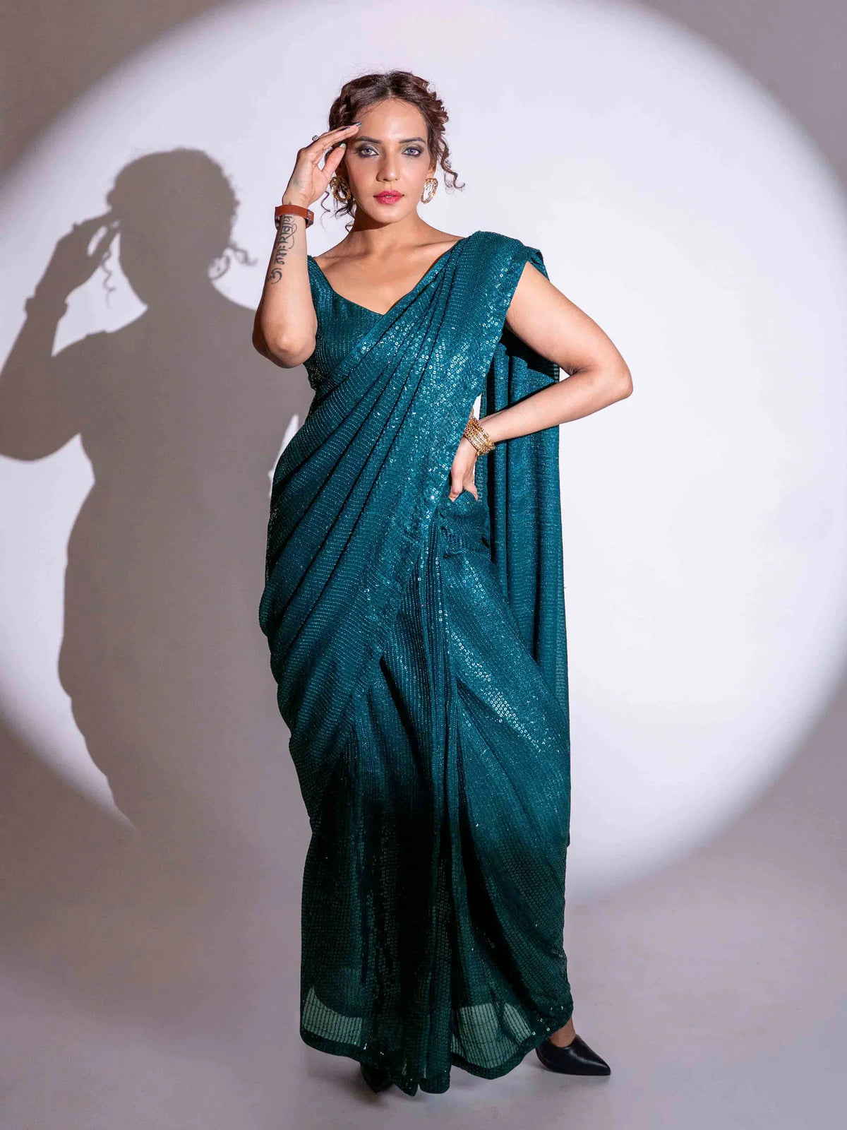Laxmipati Ready to Wear (SS*) Blue Georgette Embroidered Saree