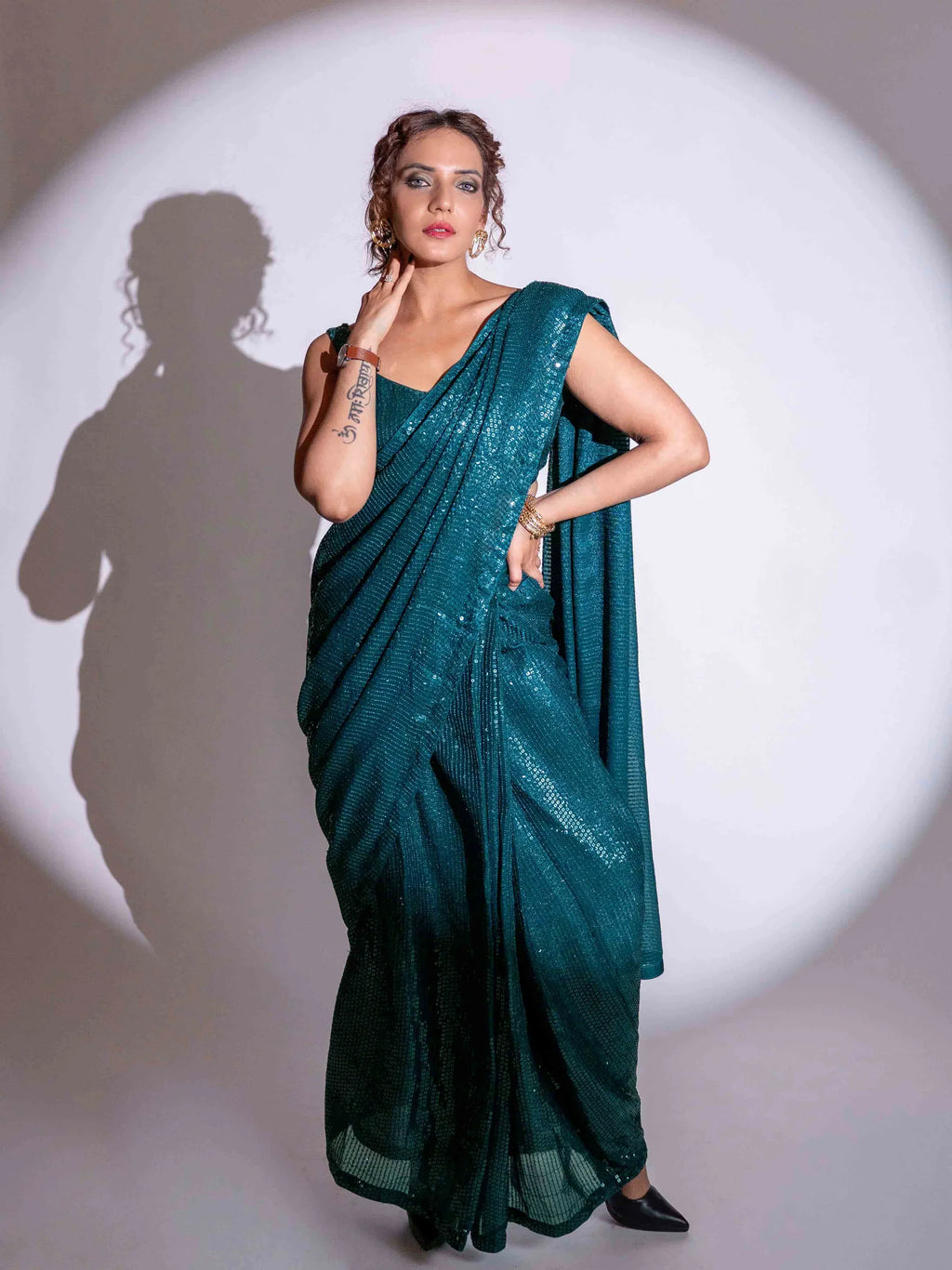 Laxmipati Ready to Wear (SS*) Blue Georgette Embroidered Saree