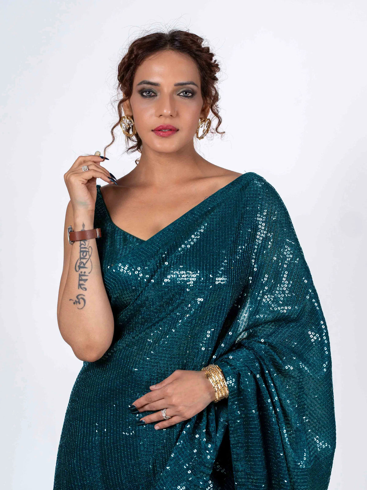 Laxmipati Ready to Wear (SS*) Blue Georgette Embroidered Saree