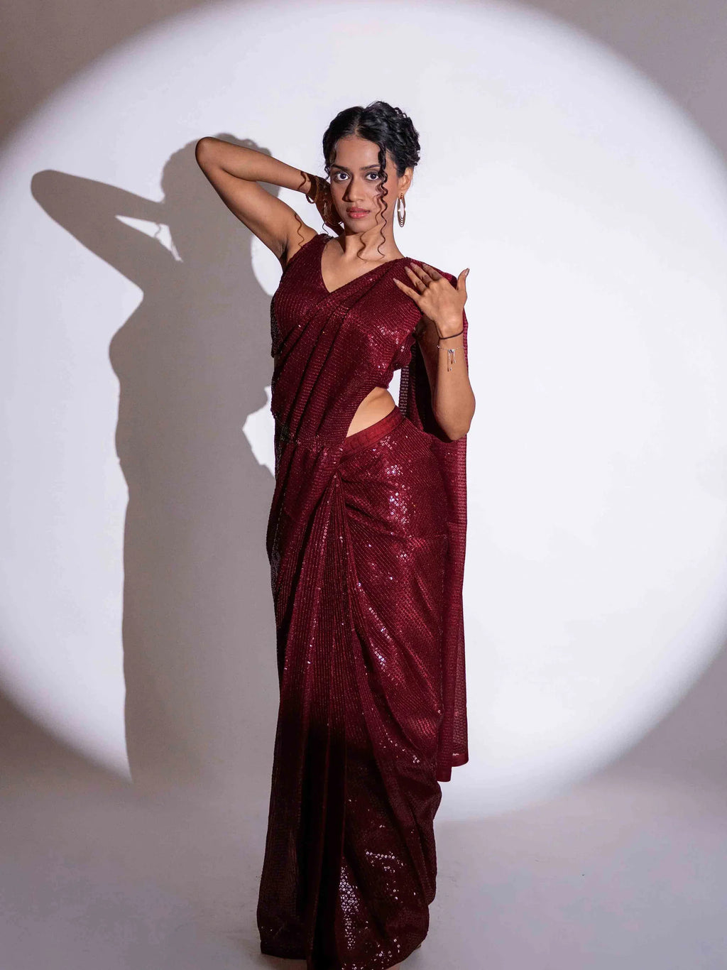 Laxmipati Ready to Wear (SS*) Maroon Georgette Embroidered Saree