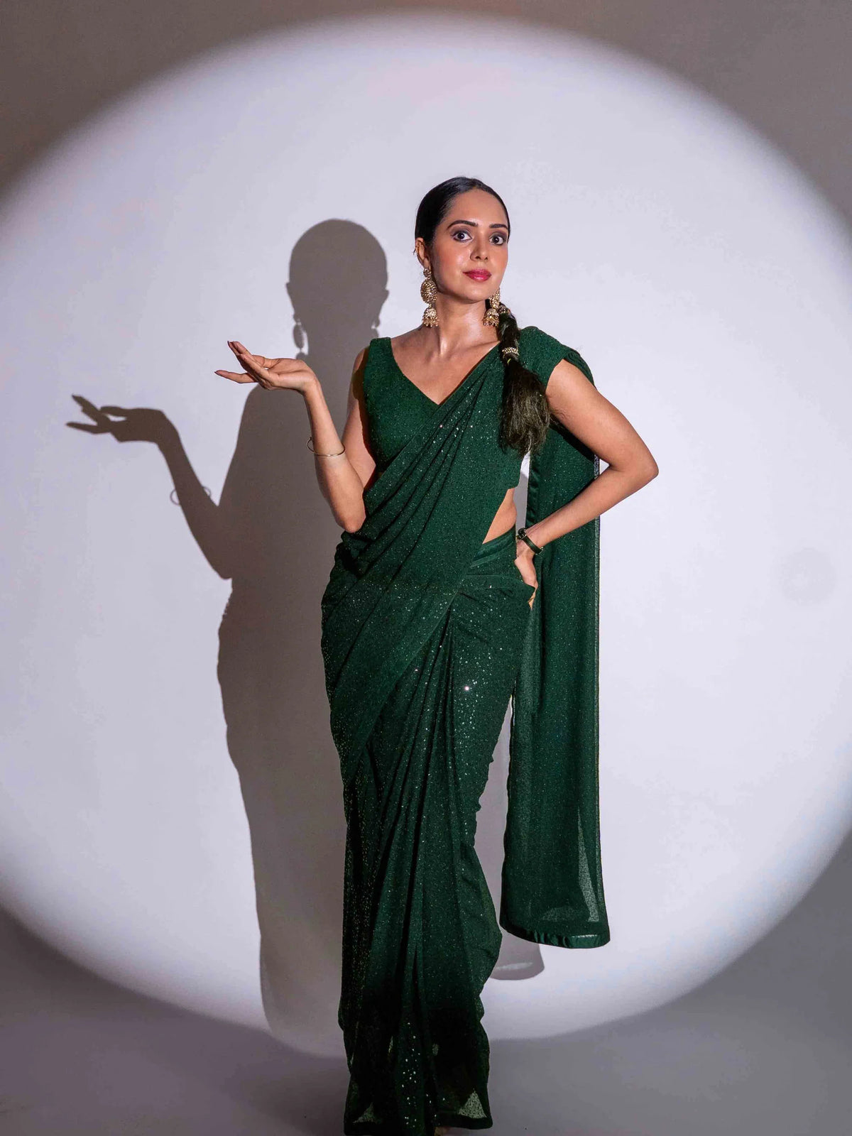 Laxmipati Ready to Wear (SS*) Green Georgette Embroidered Saree