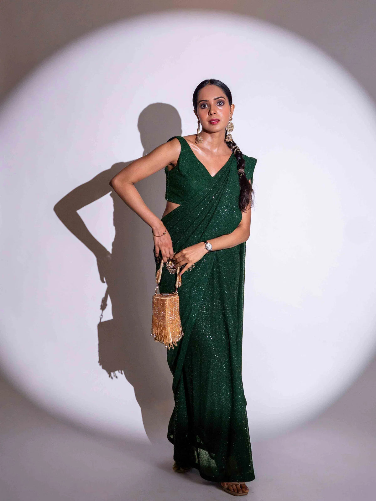 Laxmipati Ready to Wear (SS*) Green Georgette Embroidered Saree