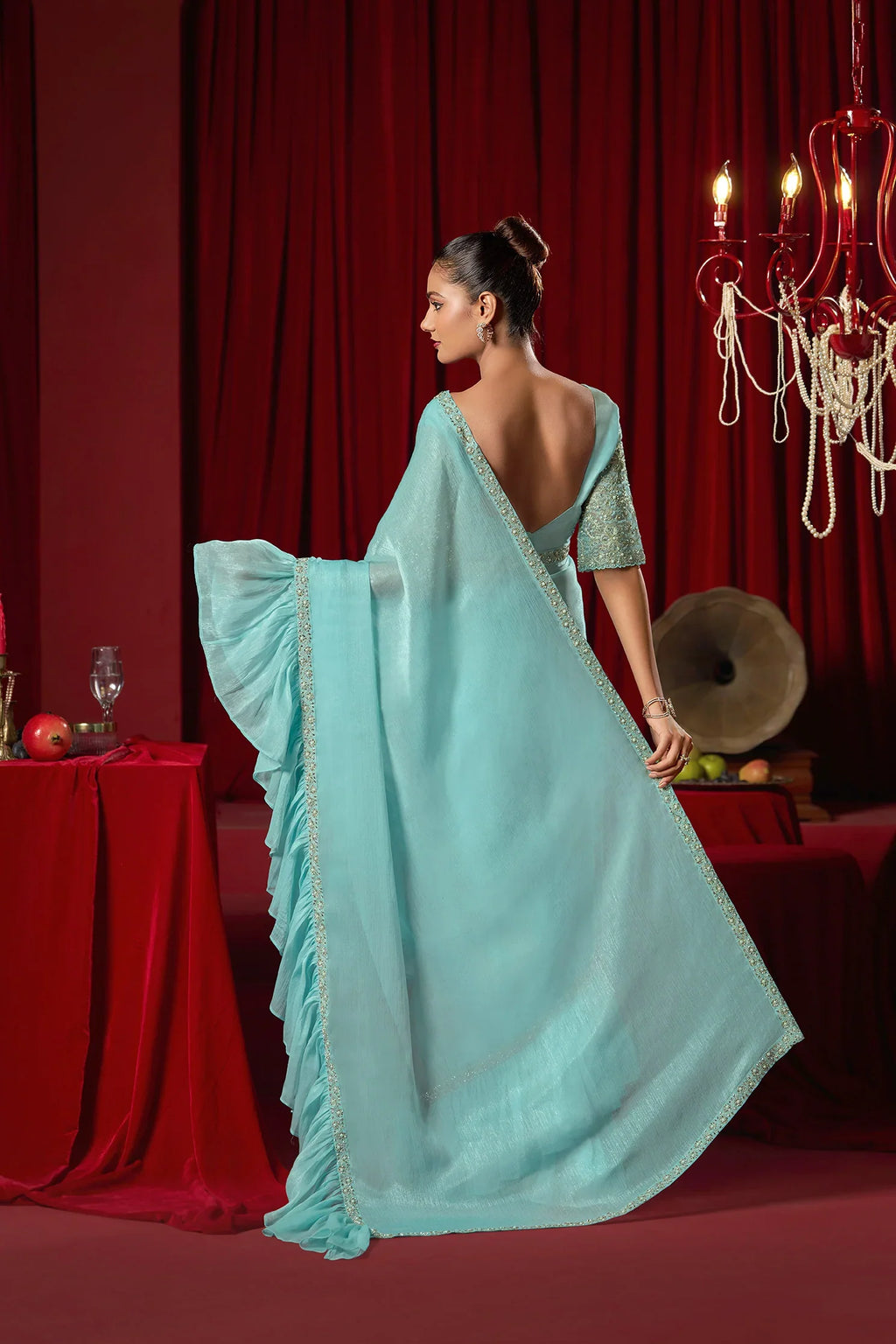 Laxmipati Ready to Wear (SS*) Baby Blue Embroidered Georgette Saree