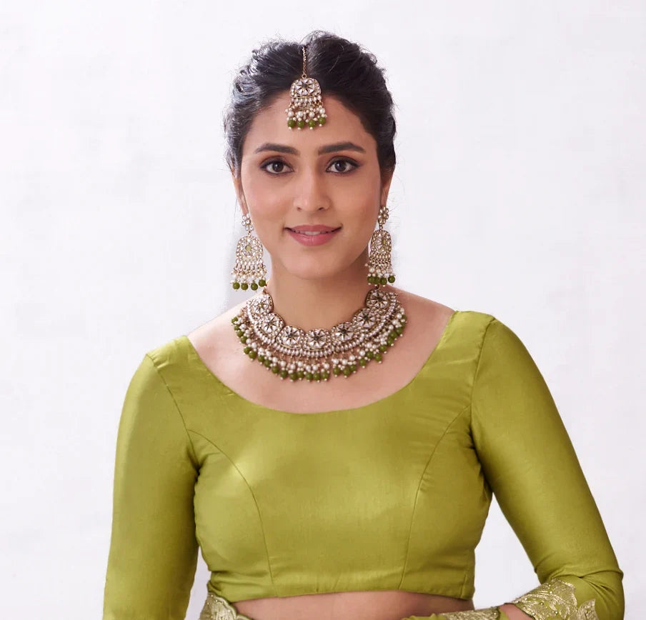 Laxmipati Malini Olive Green Tissue Organza Embroidered Saree