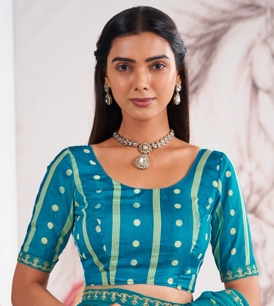 Laxmipati Murli Blue Chiffon Geometric Printed Saree