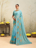 Laxmipati Deewangi Blue Chiffon Embroidered Saree