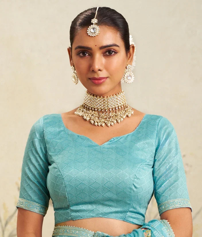 Laxmipati Deewangi Blue Chiffon Embroidered Saree