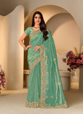 Laxmipati Jharokha Blue Tissue Organza Embroidered Saree
