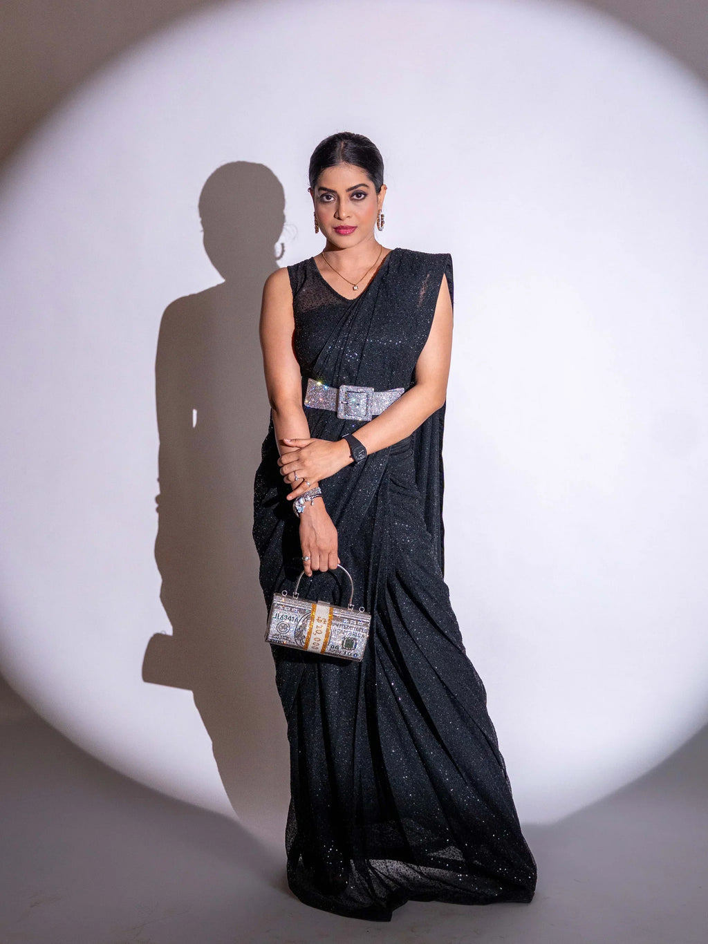 Laxmipati Ready to Wear (SS*) Black Georgette Embroidered Saree