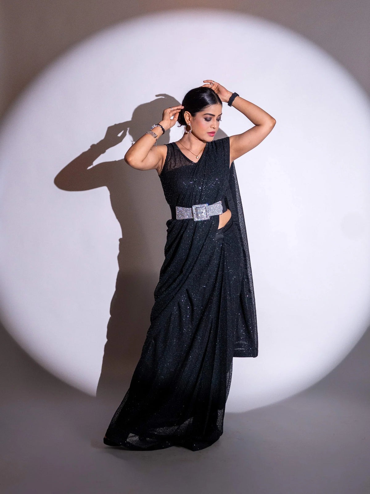 Laxmipati Ready to Wear (SS*) Black Georgette Embroidered Saree