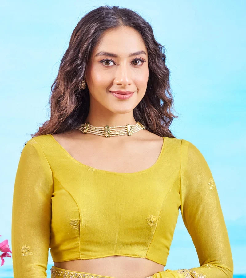 Laxmipati Navya Yellow Chiffon Embroidered Saree