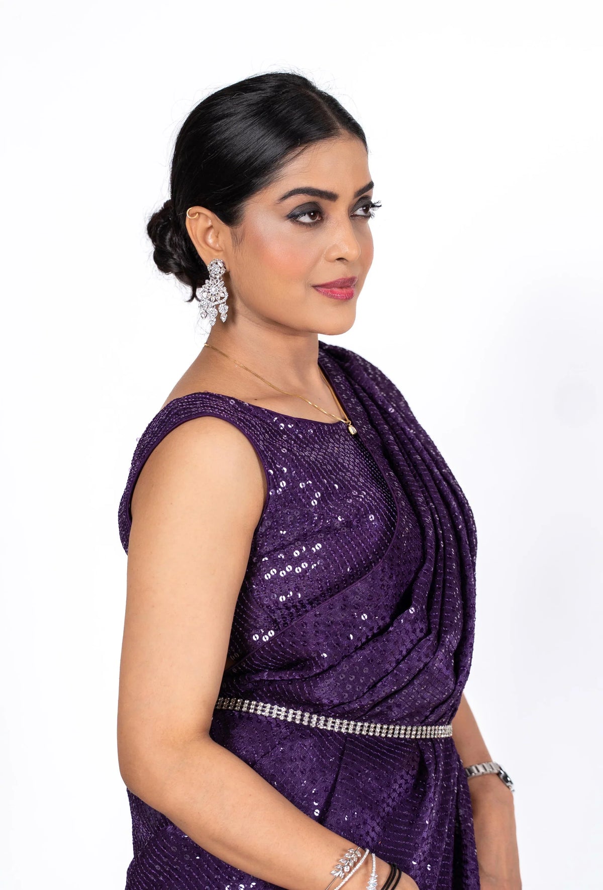 Laxmipati Ready to Wear (SS*) Purple Georgette Embroidered Saree