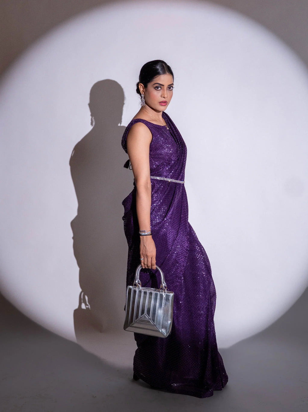 Laxmipati Ready to Wear (SS*) Purple Georgette Embroidered Saree