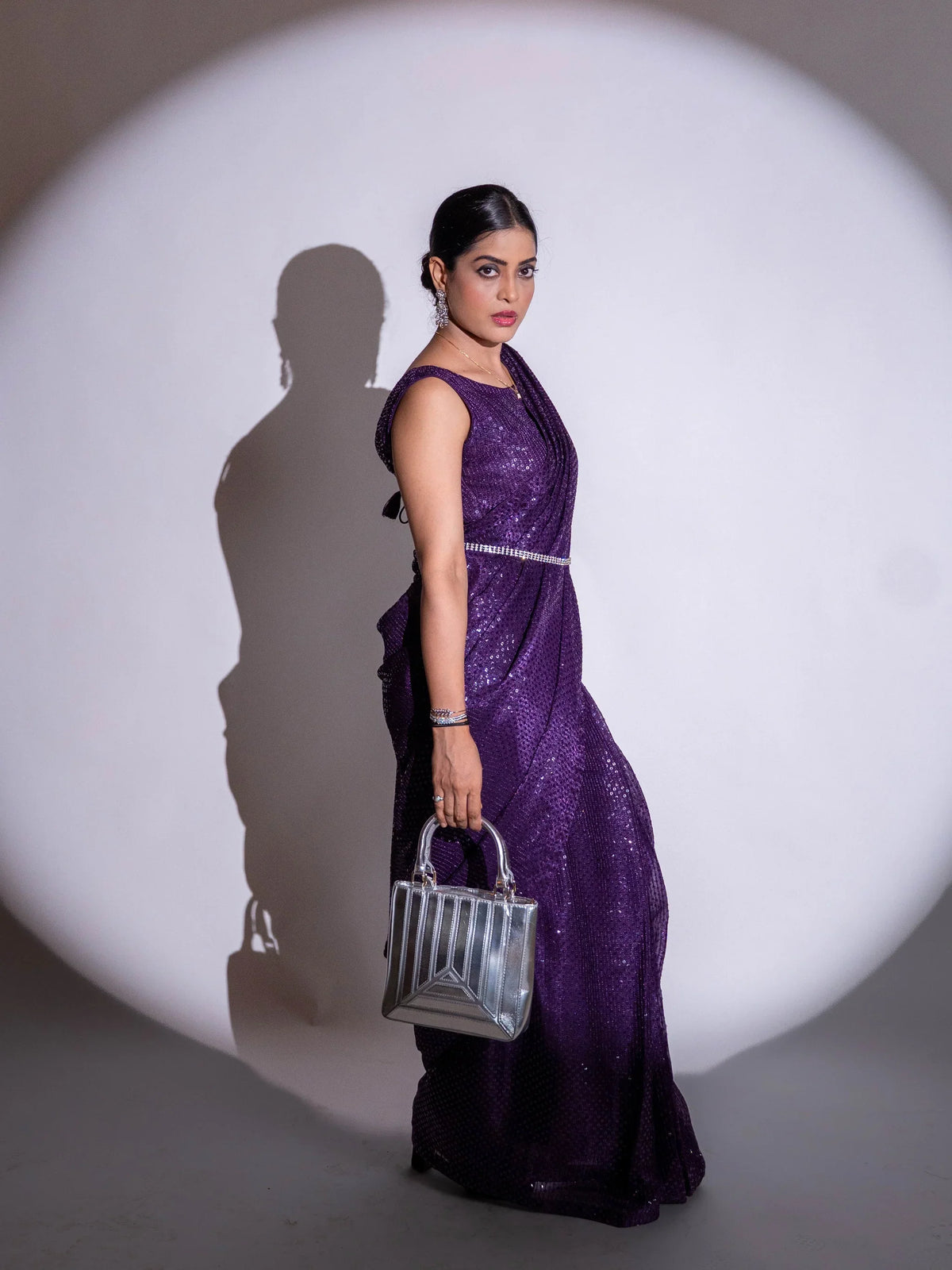 Laxmipati Ready to Wear (SS*) Purple Georgette Embroidered Saree