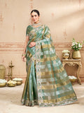 Laxmipati Kurkure Green Tissue Organza Embroidered Saree