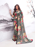 Laxmipati Hasinaa Black Georgette Floral Printed Saree