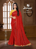 Laxmipati Red Chiffon Printed Saree