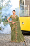 Laxmipati Aarzoo Green Chiffon Embroidered Saree