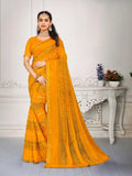 Laxmipati Mustard Chiffon Printed Saree