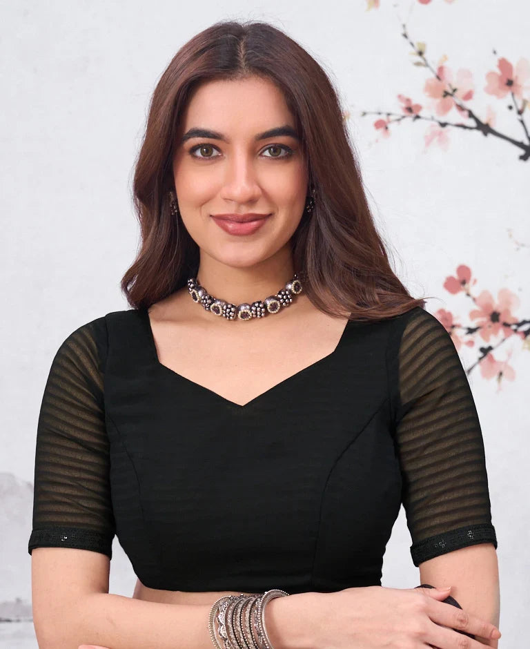 Laxmipati Hasinaa Black Georgette Floral Printed Saree