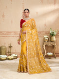 Laxmipati Kurkure Mustard Tissue Organza Embroidered Saree