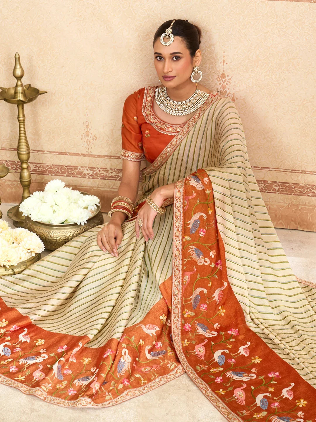 Laxmipati Kurkure Silk Blend Embroidered Saree