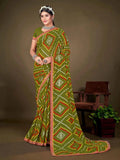 Laxmipati Green Chiffon Bandhani Printed Saree