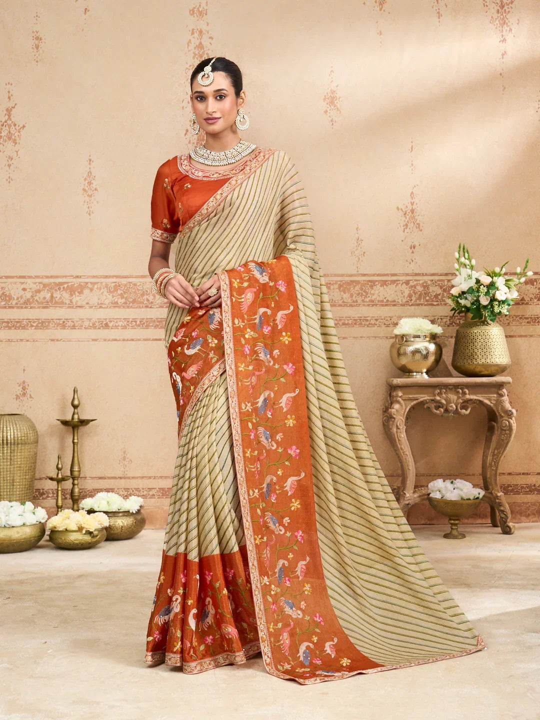 Laxmipati Kurkure Silk Blend Embroidered Saree