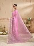 Laxmipati Kurkure Pink Chiffon Embroidered Saree