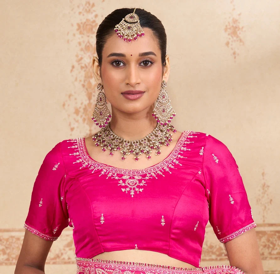 Laxmipati Kurkure Pink Tissue Organza Embroidered Saree
